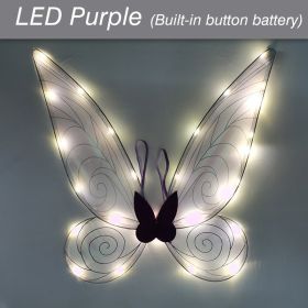 LED Fairy Wings Glowing Sparkle Butterfly Elf Princess Angel Wings Halloween Party Cosplay Costumes Performance Photography Prop (Color: LED Purple)