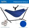 Double Hammock with Space Saving Steel Stand Includes Portable Carrying Case and Head Pillow, 450 Pounds Capacity