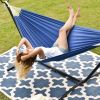 Double Hammock with Space Saving Steel Stand Includes Portable Carrying Case and Head Pillow, 450 Pounds Capacity