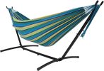 Double Hammock with Space Saving Steel Stand Includes Portable Carrying Case and Head Pillow, 450 Pounds Capacity